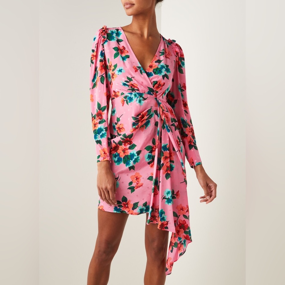 Floral Pink Wrap Mini Dress